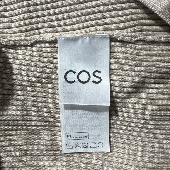 COS Open Tie Front Ribbed Wool Wrap Cardigan in Light Beige, size S - Picture 8 of 12
